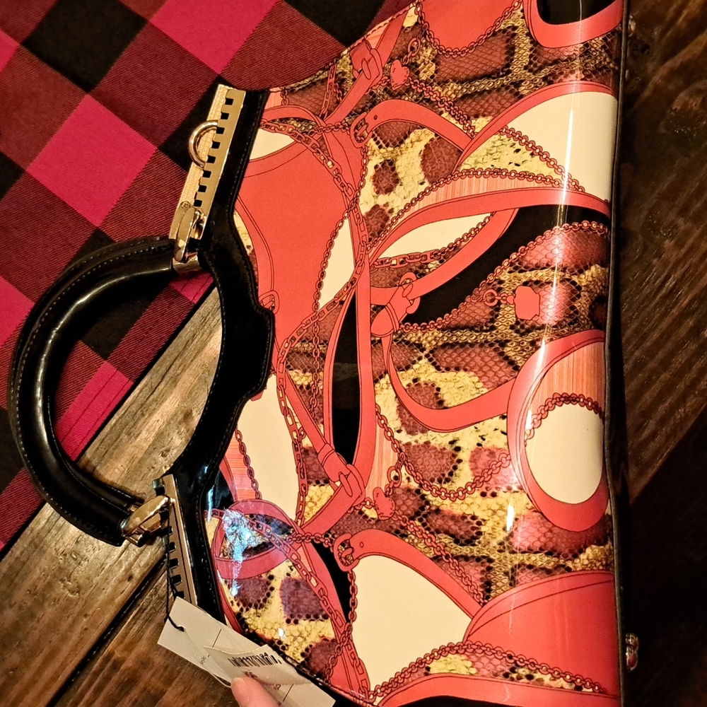 NEW red, cream, and black purse